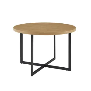 42" Metal and Wood Modern Round Dining Table – Stylish, Space-Saving Design for Cozy Gatherings