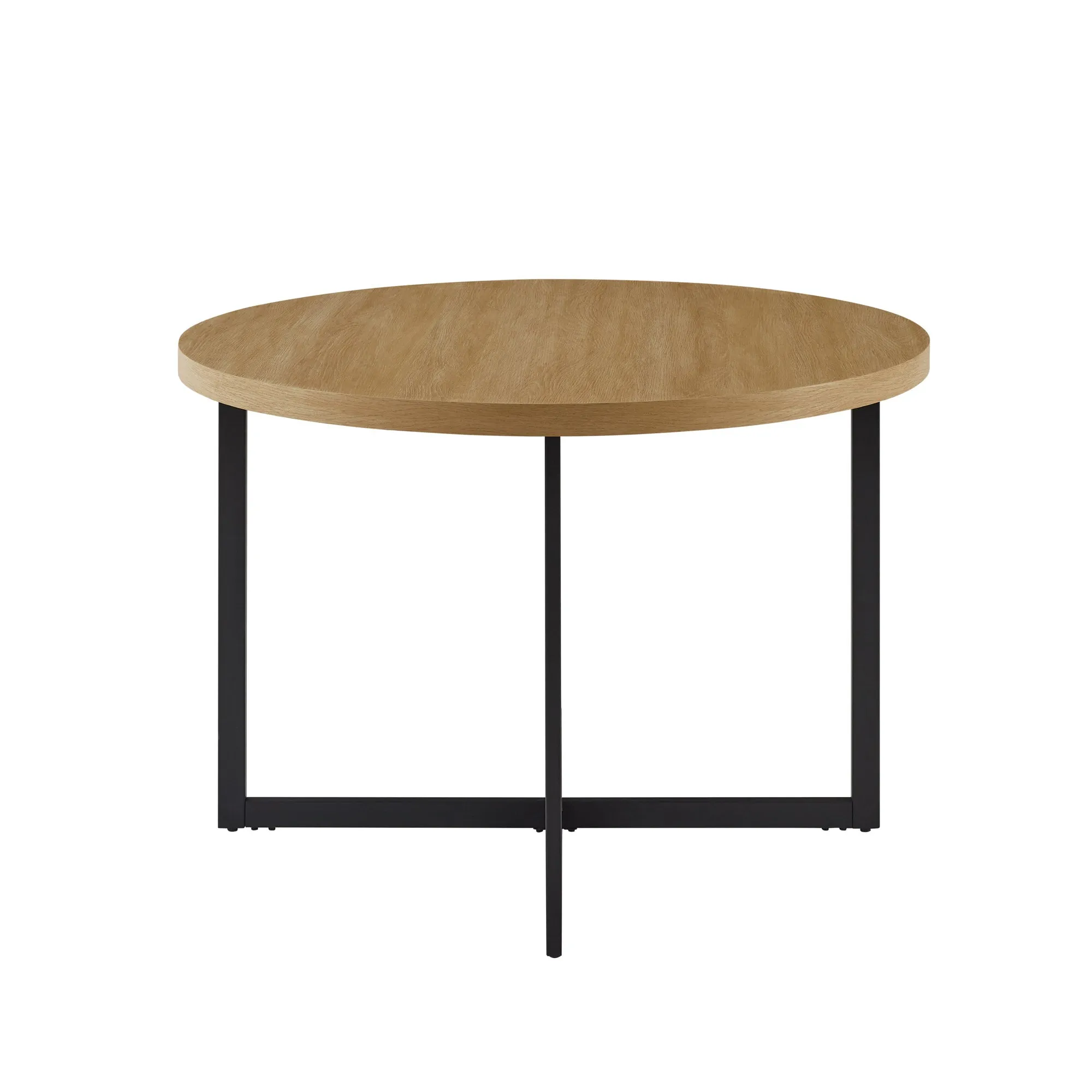 42" Metal and Wood Modern Round Dining Table – Stylish, Space-Saving Design for Cozy Gatherings