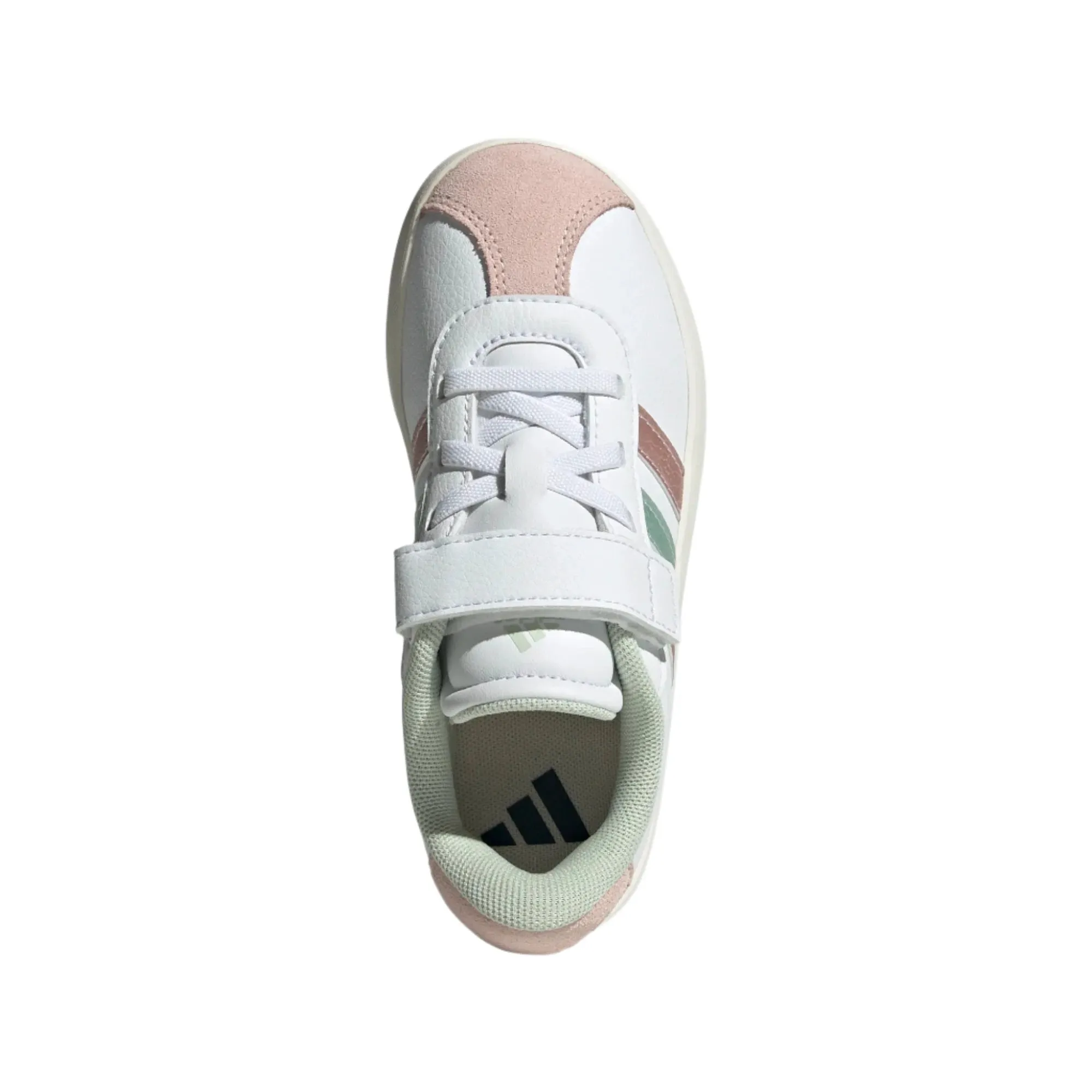 Adidas Girls VL Court 3.0 EL Shoe White/Linen Green/Sandy Pink