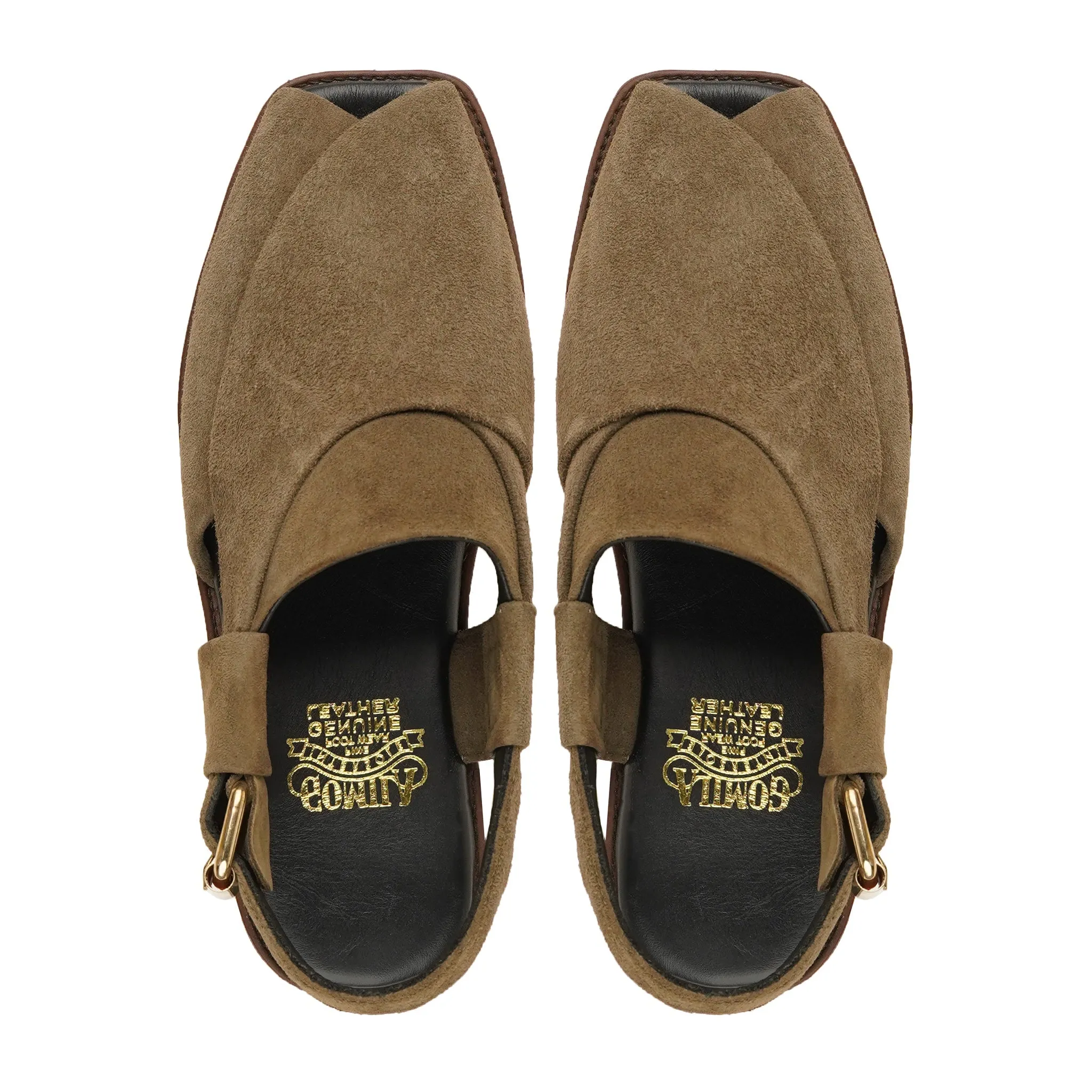 Arine - Men's Brown Kid Suede Sandal