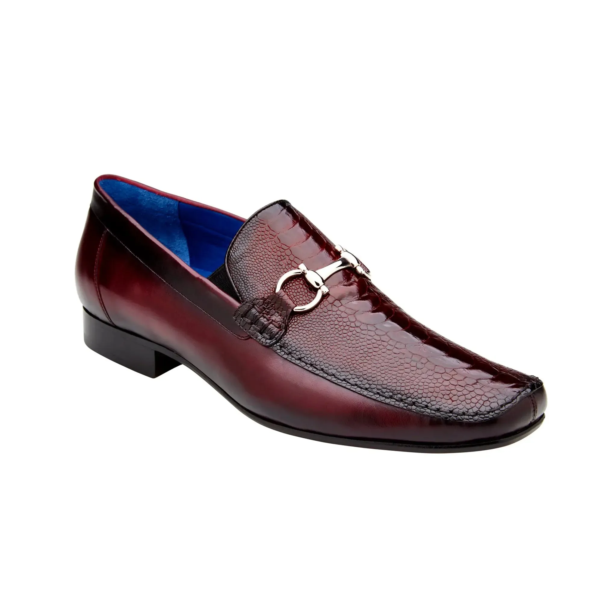 Belvedere Bruno in Dark Burgundy Genuine Ostrich Leg and Italian Calf Loafers