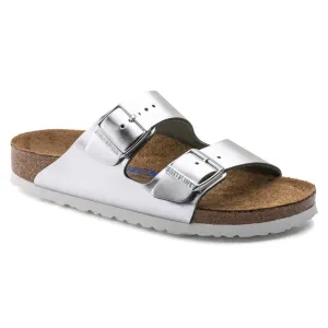 Birkenstock Women's Arizona Soft Footbed Leather (Metallic Silver)