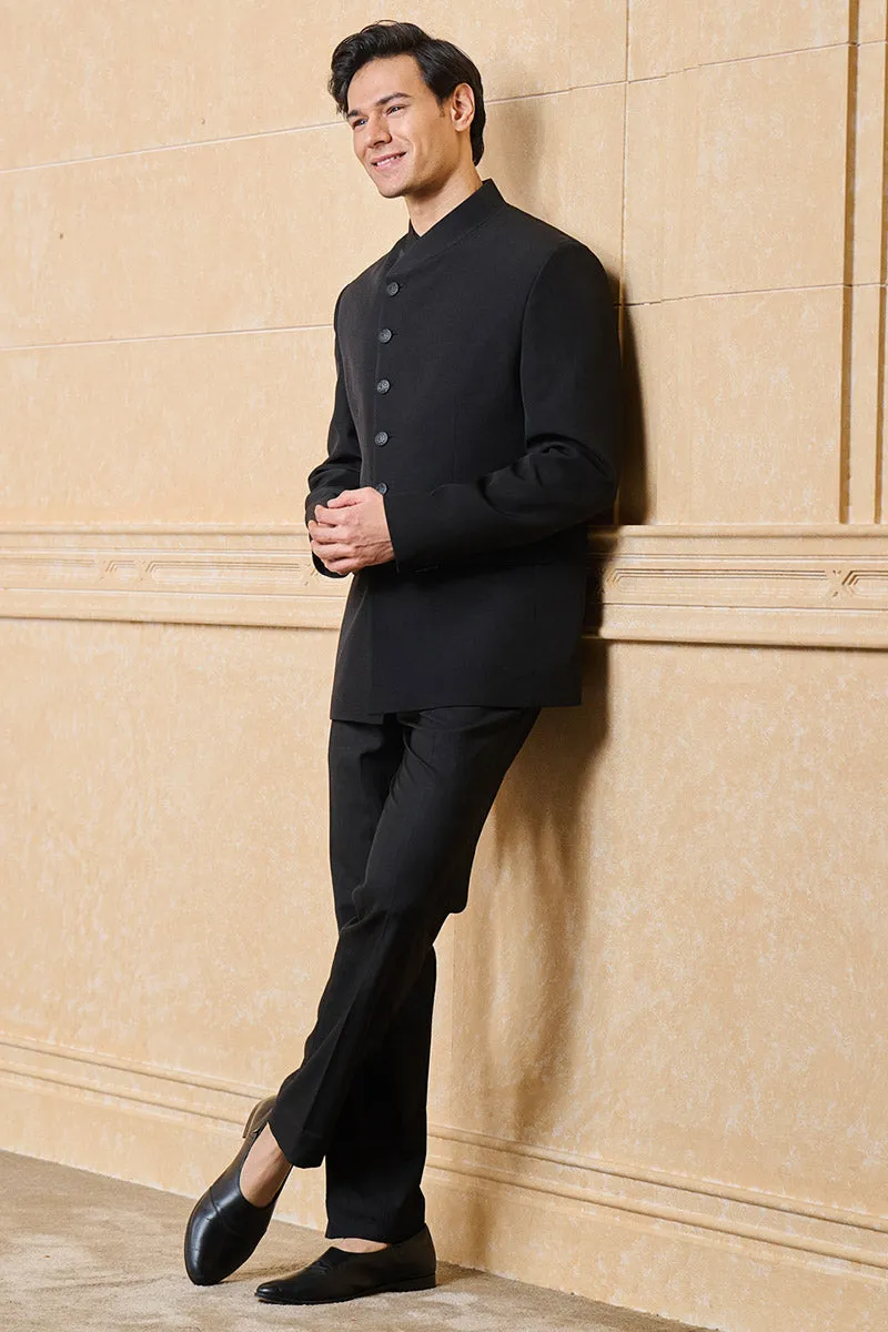 Classic Black Crepe Bandhgala