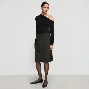 Colette Contrast Leather-Trim Skirt