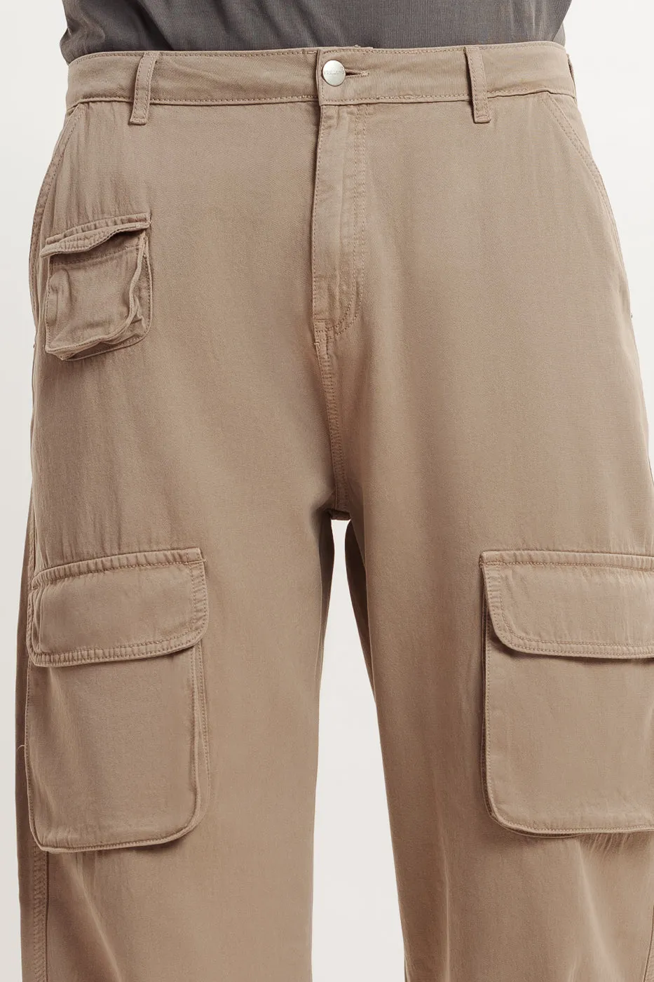 Coral Brown Utility Men's Cargo Jeans