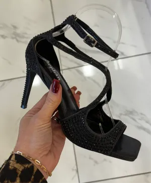 Crystal Black Heeled Sandal