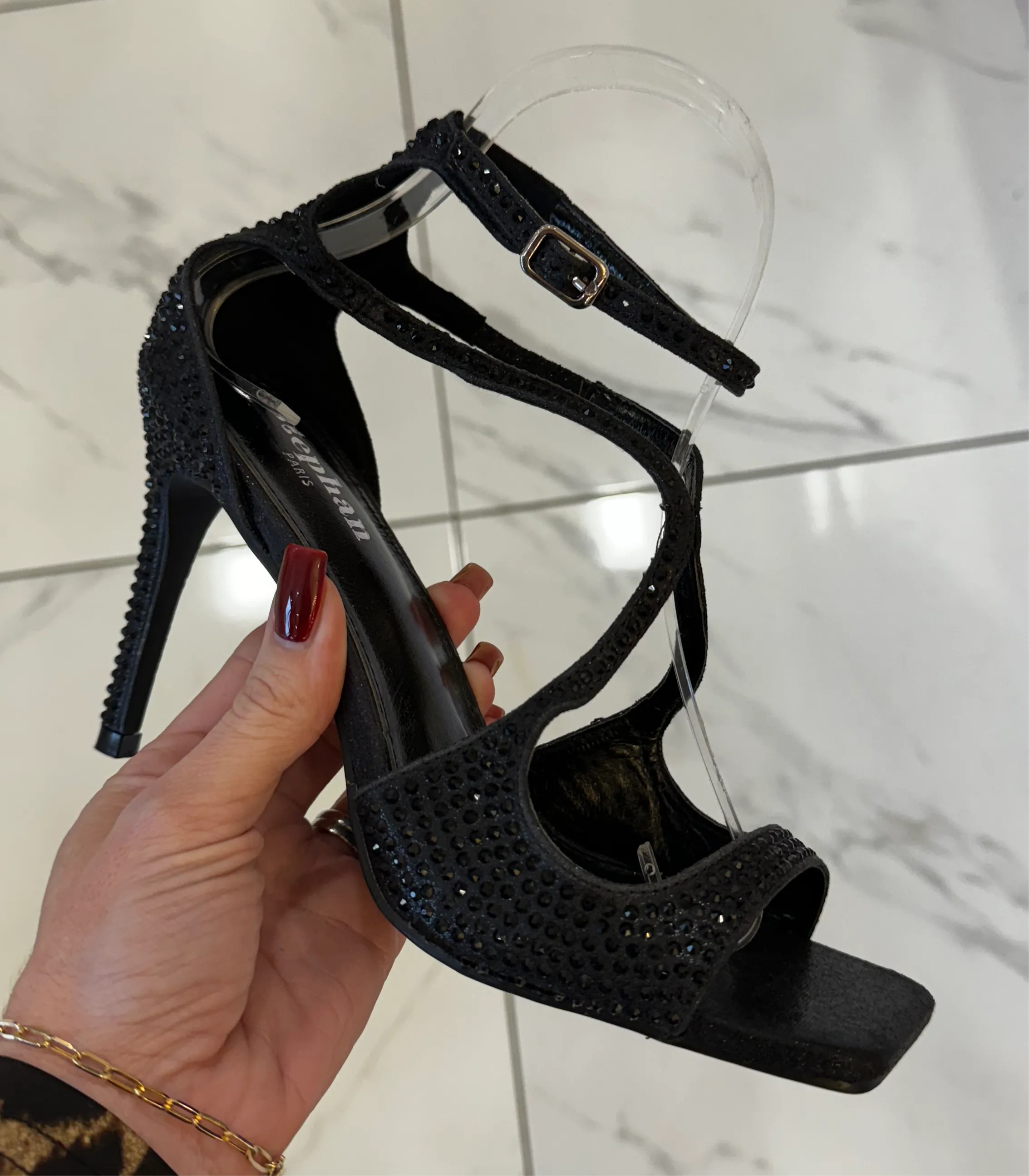 Crystal Black Heeled Sandal