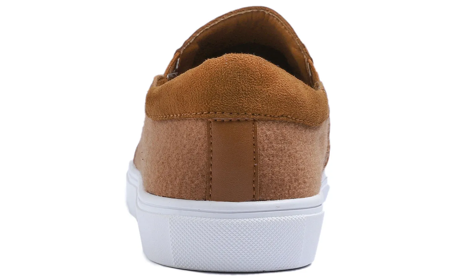 Feversole Women's Casual Slip On Sneaker Comfort Cozy Winter Warm Loafer Low Top Faux Camel Woolen