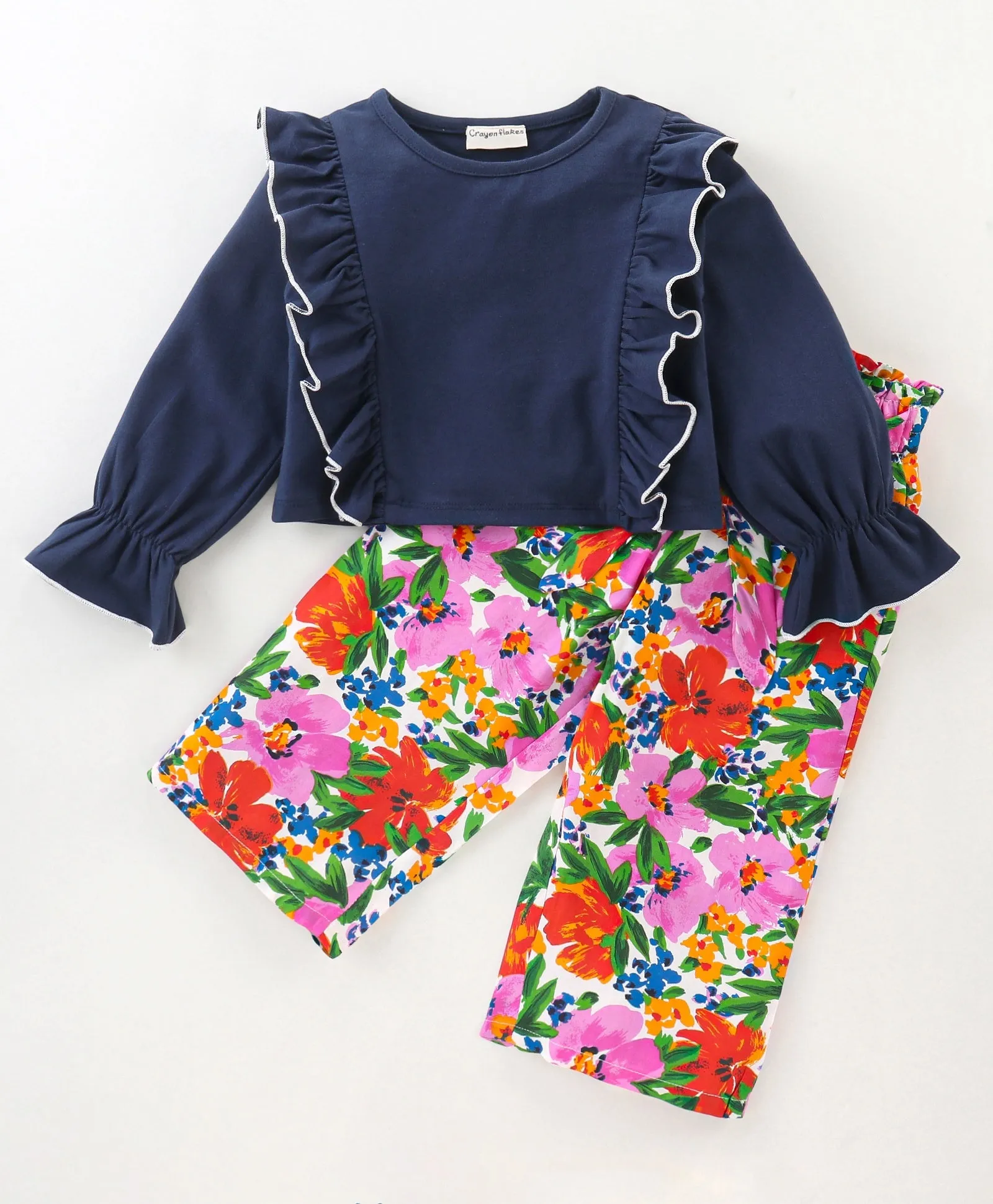 Frilled Top with Floral Palazzo Set