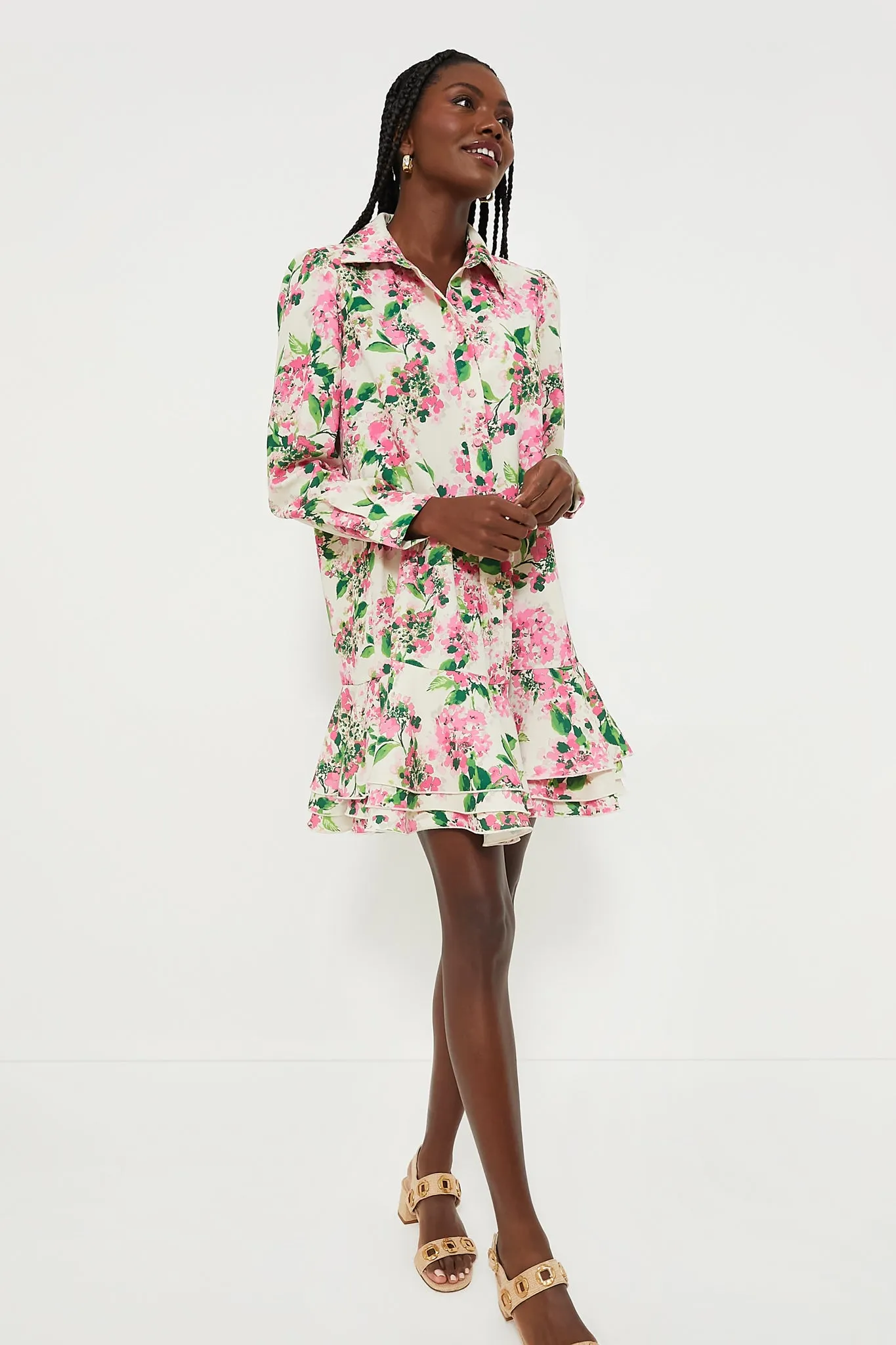 Gossamer Pink Hydrangea Callahan Shirt Dress