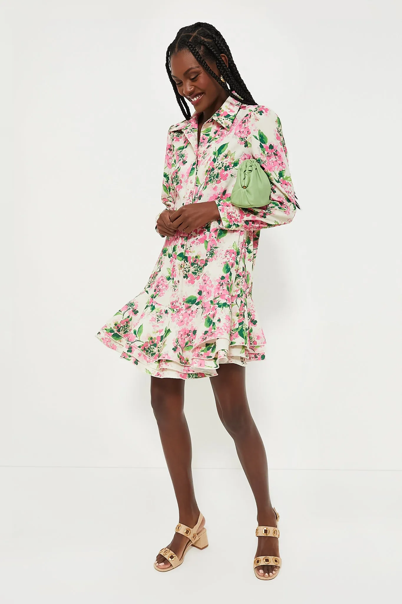 Gossamer Pink Hydrangea Callahan Shirt Dress