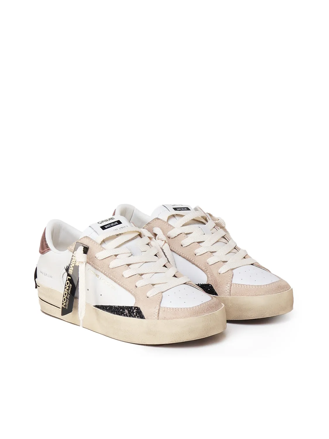 Leather Sneakers with Suede Inserts