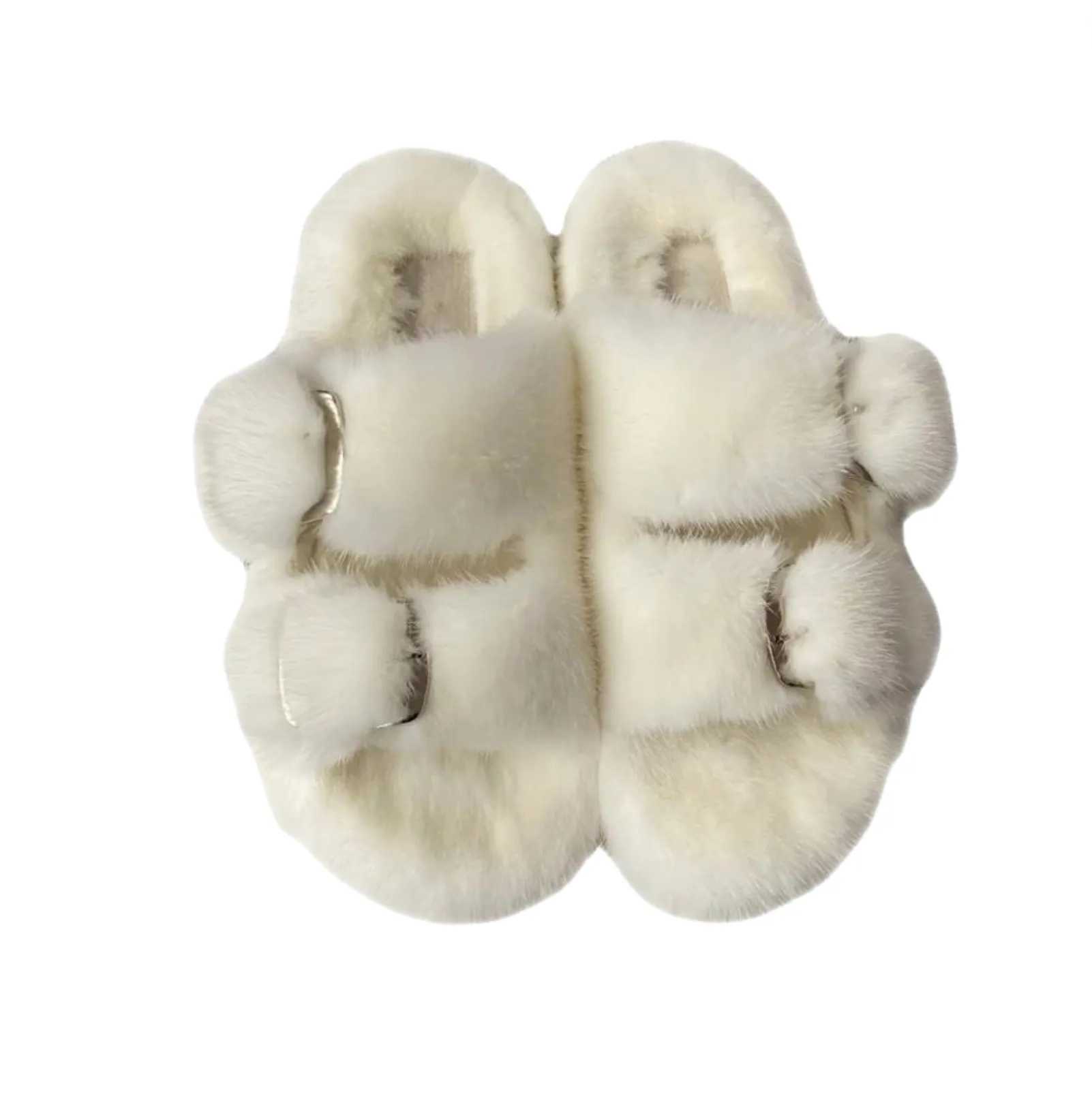 Luxe Mink Slide Sandals - Off White