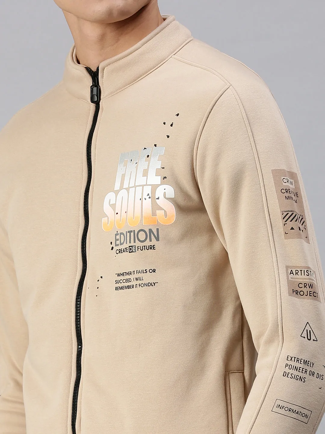 Men Graphic Print Beige Sweatshirt