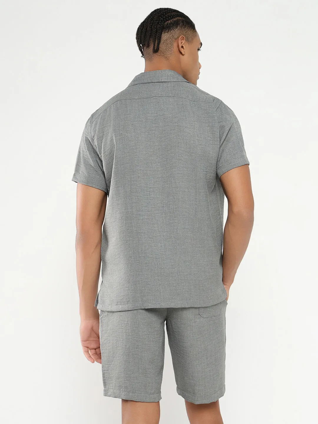 Men Grey Solid Co Ords Set