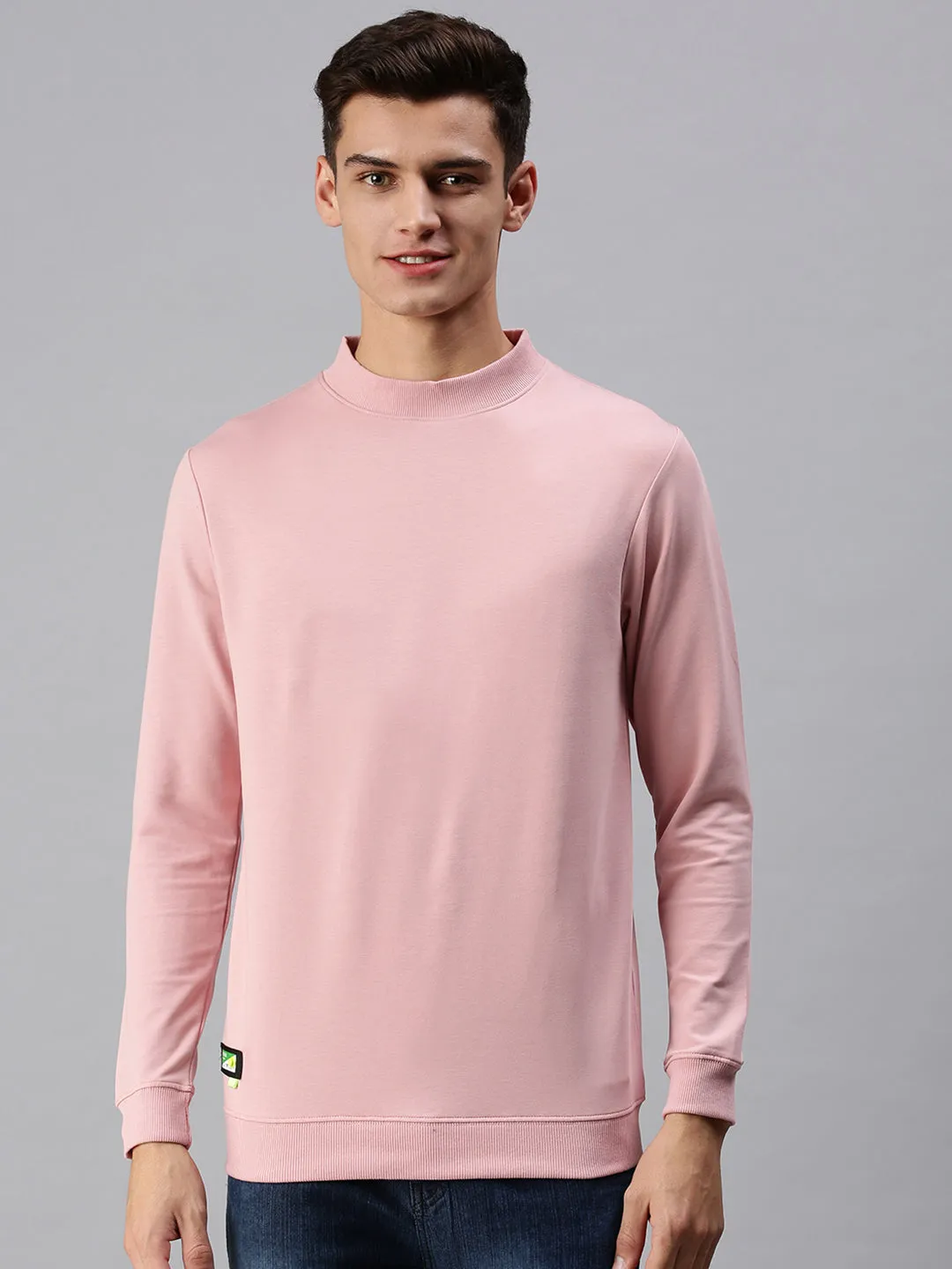 Men Solid Pink Sweatshirt