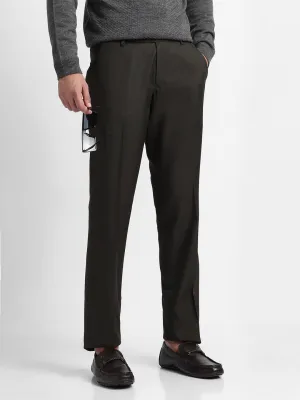 Men's Dark Grey Solid Formal Trousers