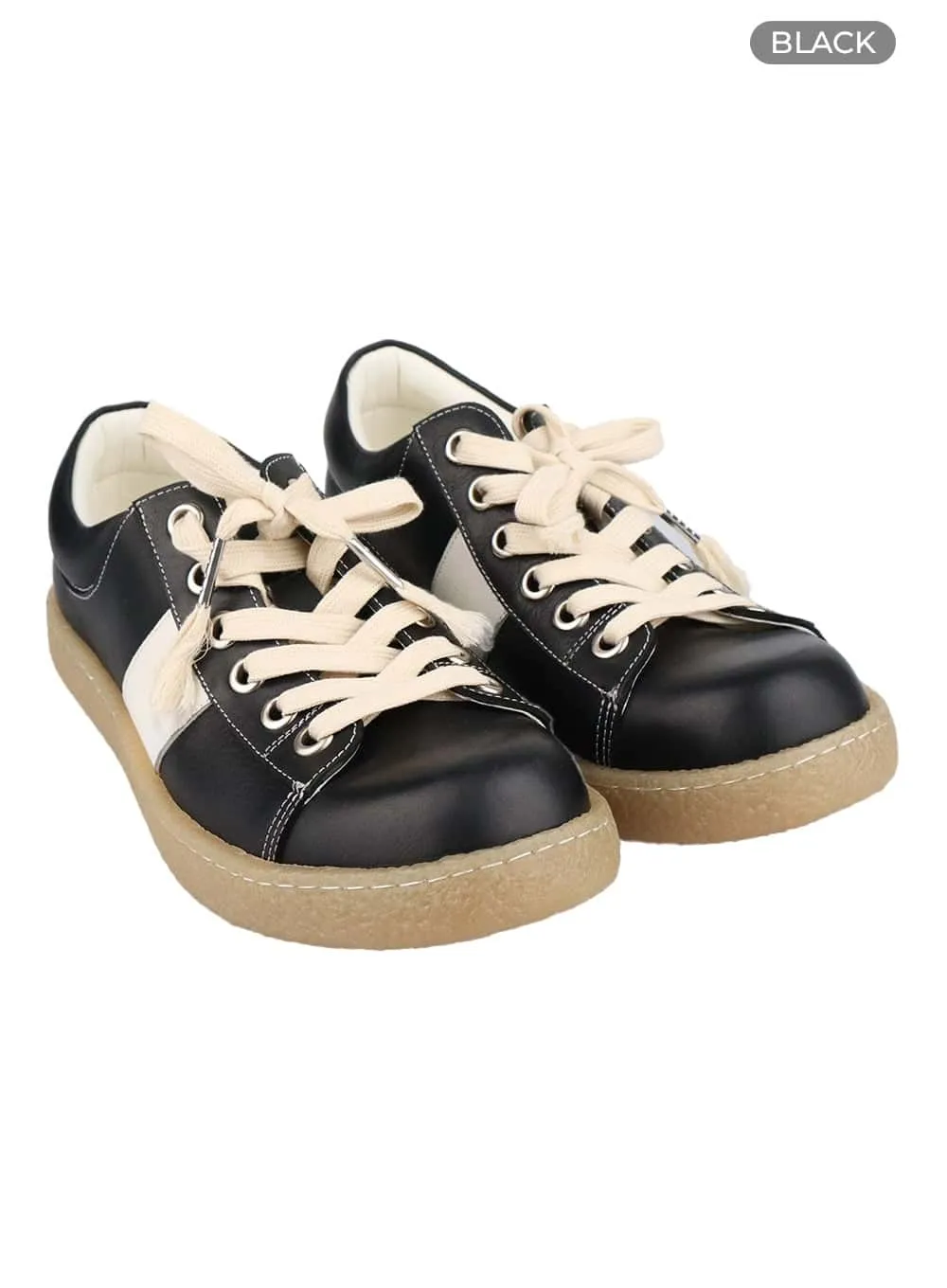 Men's Faux Leather Stitched Sneakers IY410