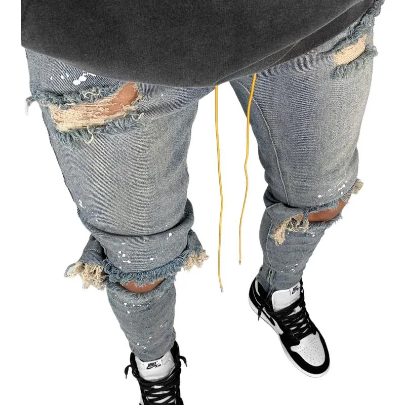 Men's Slim Fit Ripped Skinny Jeans 55776731U