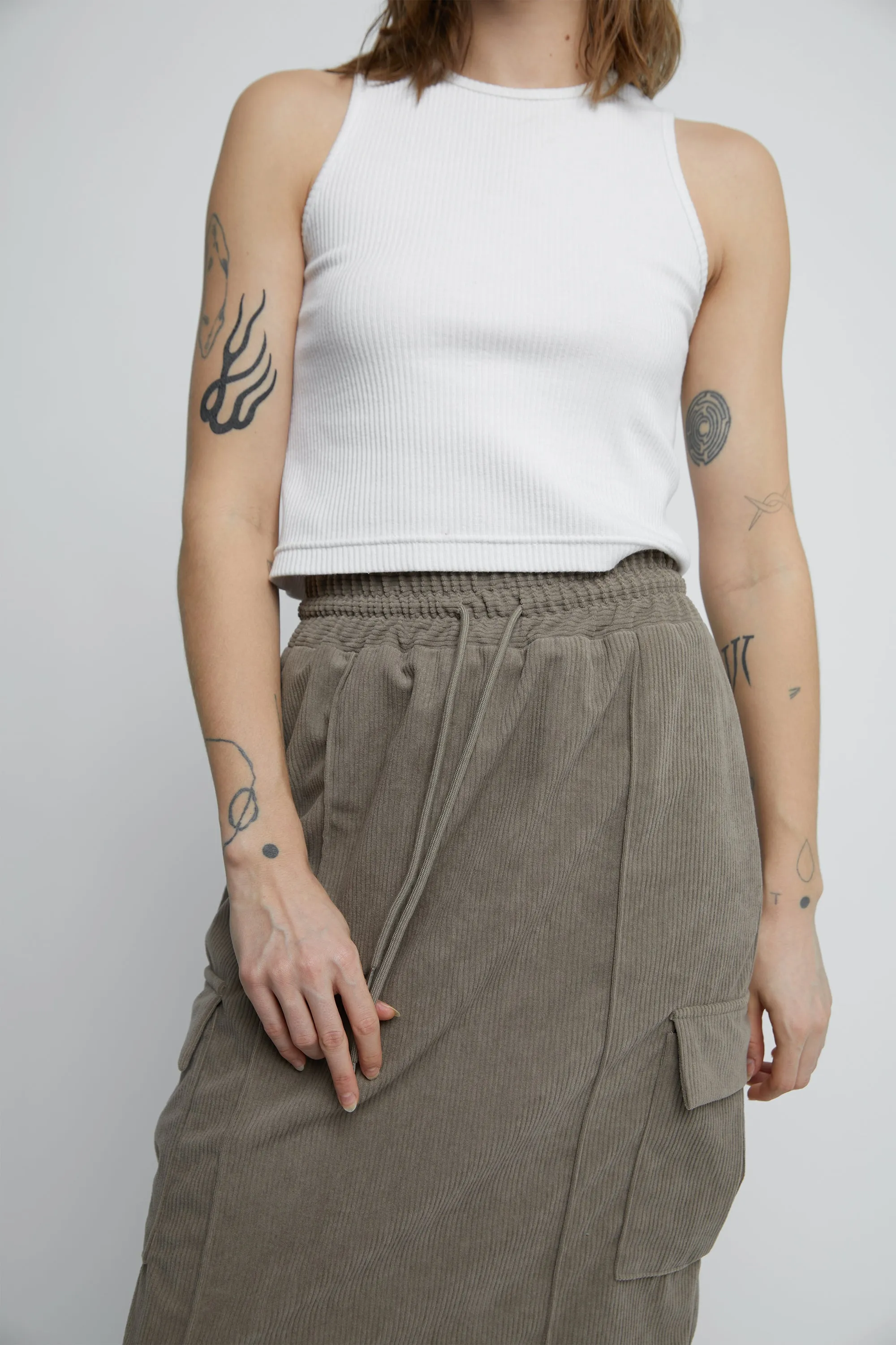 MIDI CORDUROY CARGO SKIRT