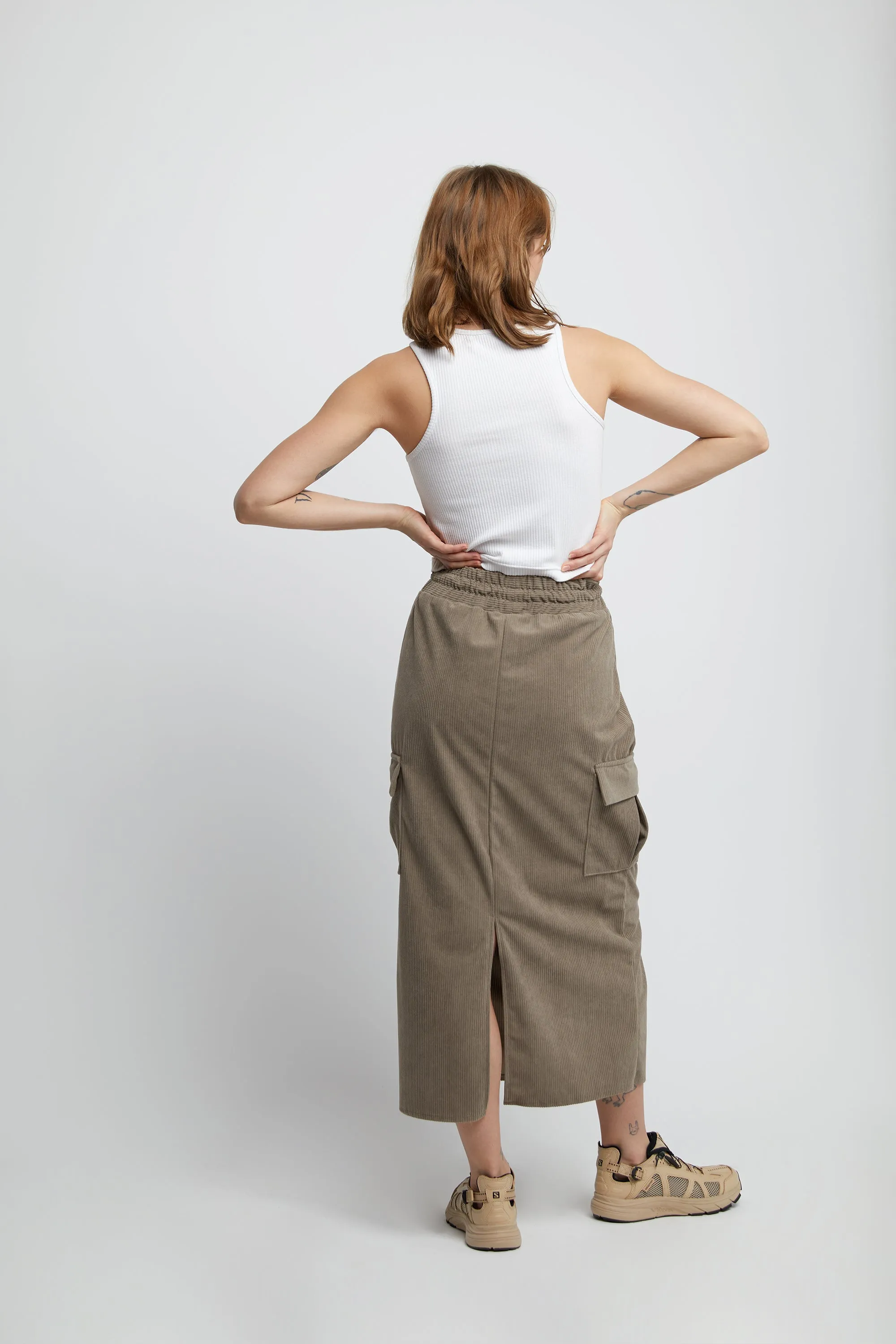 MIDI CORDUROY CARGO SKIRT