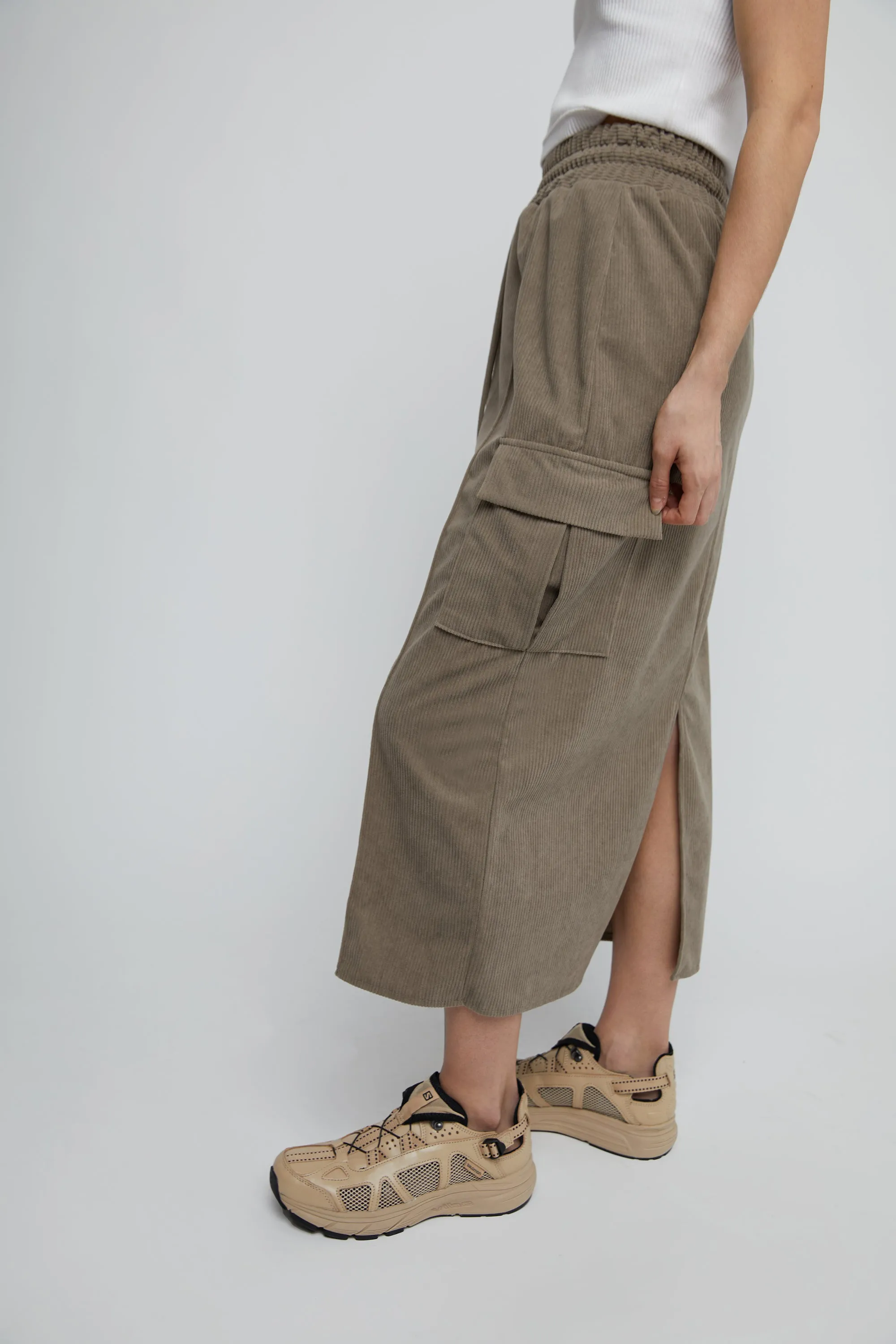 MIDI CORDUROY CARGO SKIRT