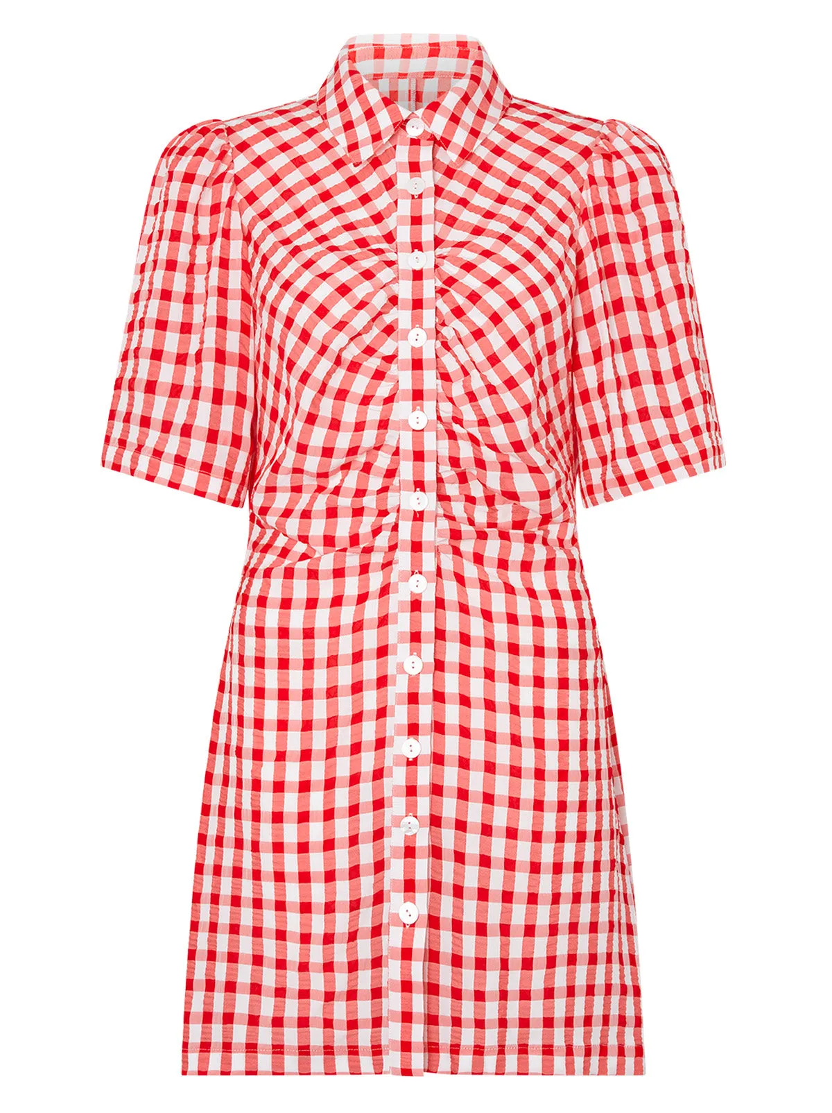 Nellie Red Gingham Mini Shirt Dress