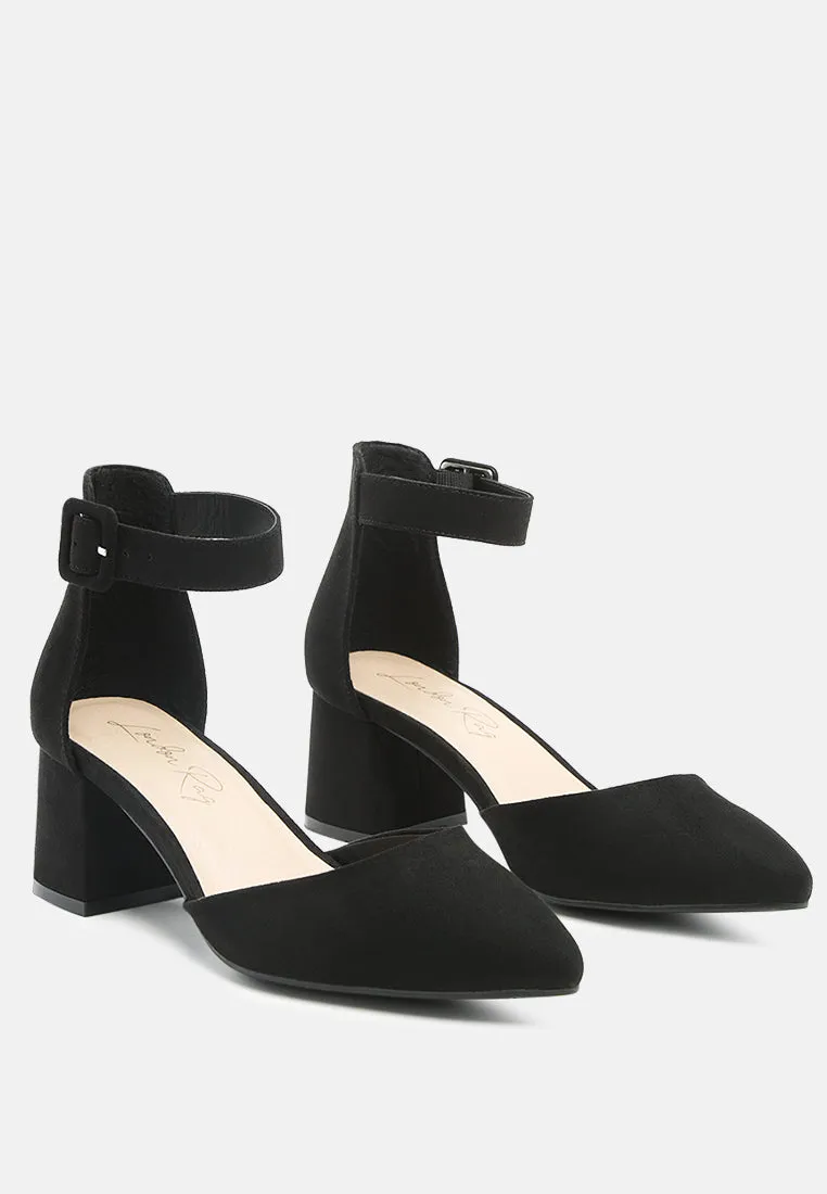 Nymph Low Block Heel Micro Suede Sandals