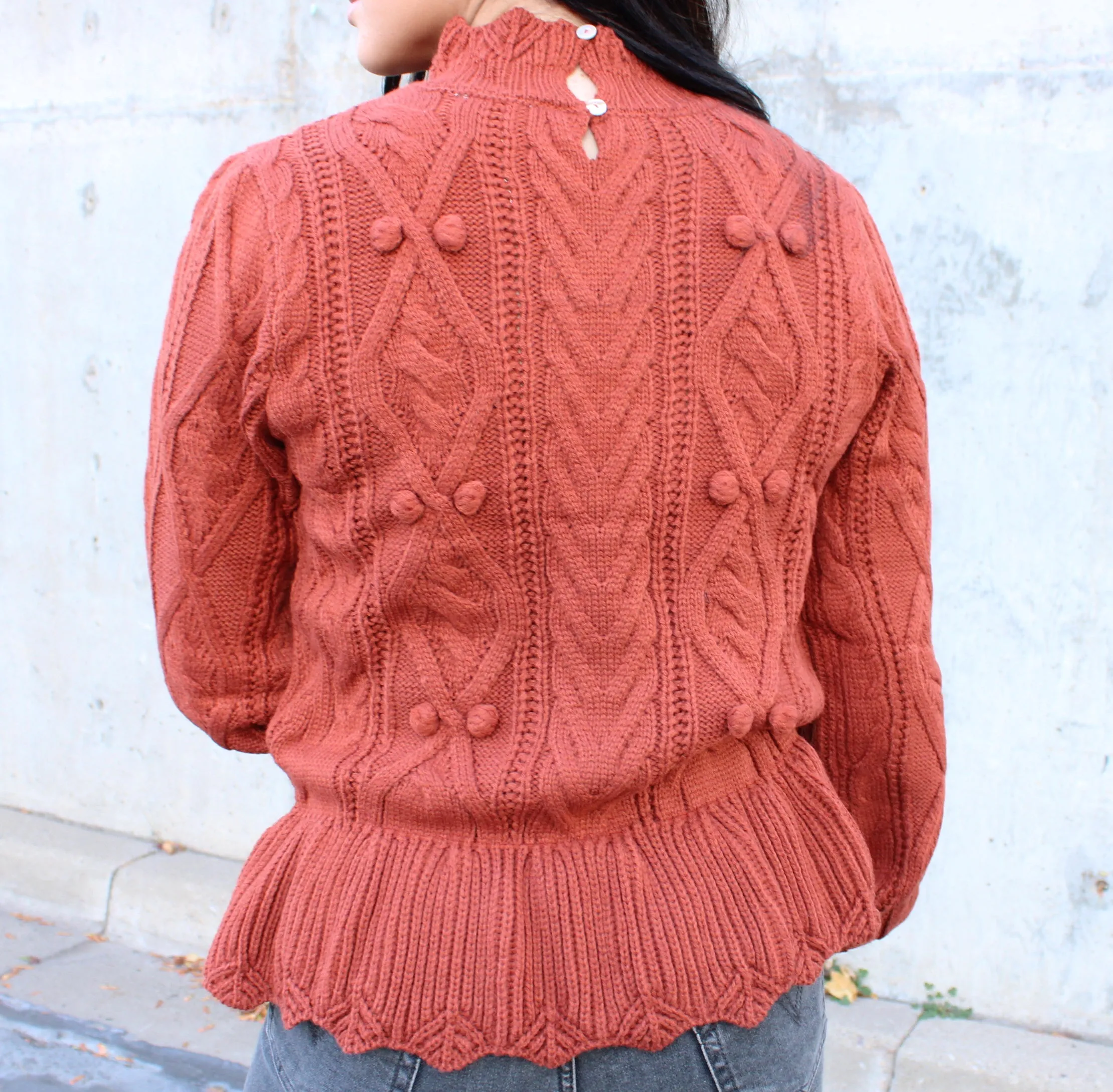 Parker Cable Knit Peplum Sweater