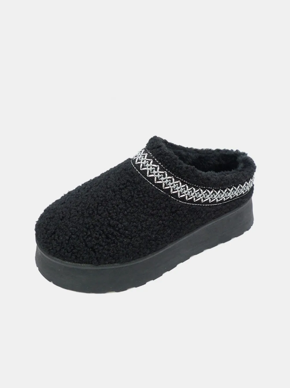 Platform Sherpa Slip Ons (Black)