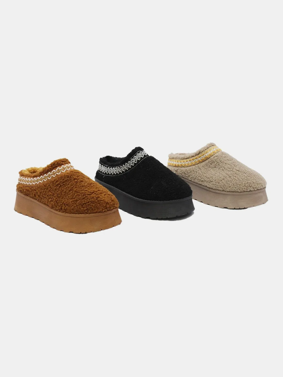 Platform Sherpa Slip Ons (Black)