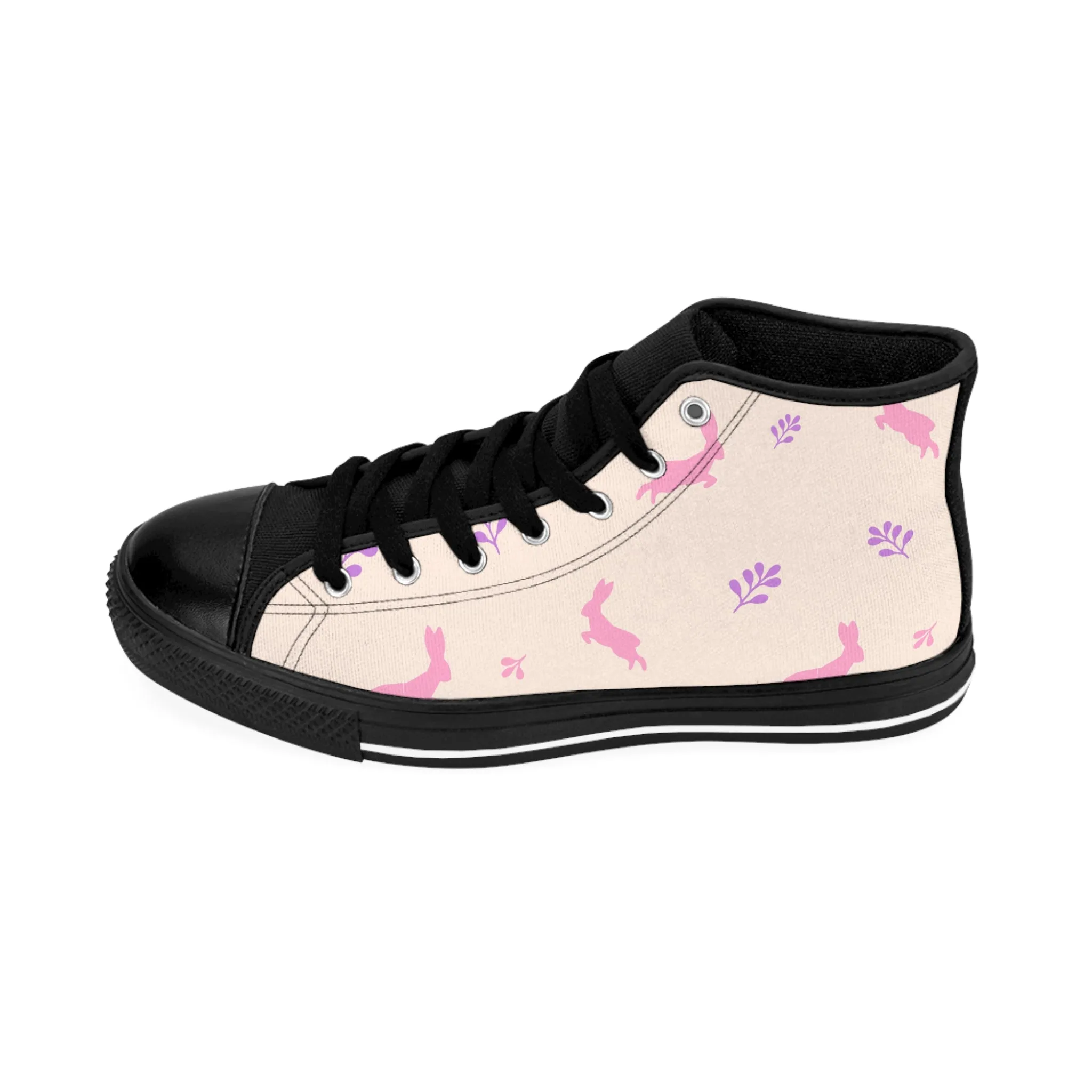 Purple and Pink Bunny Women's Classic Sneakers