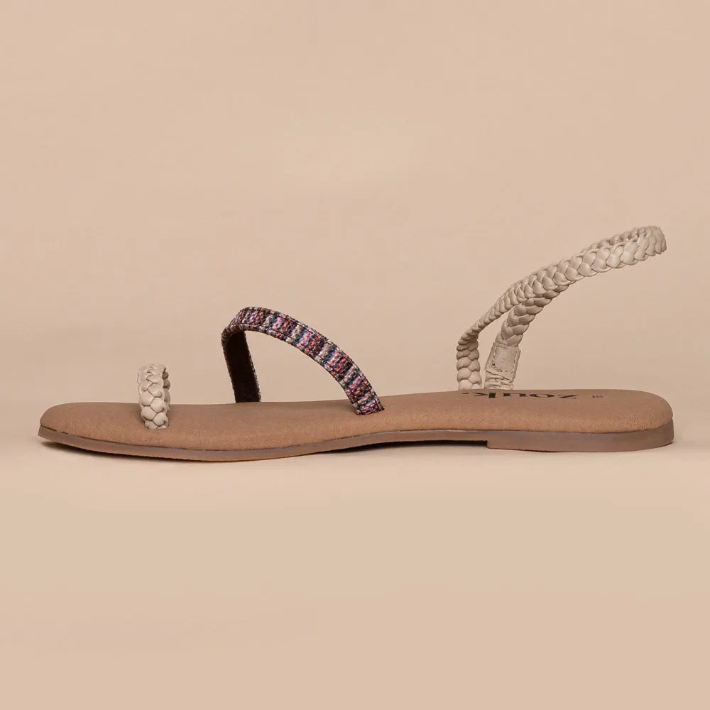 Rohtang Stripes Cream Braided Sandal