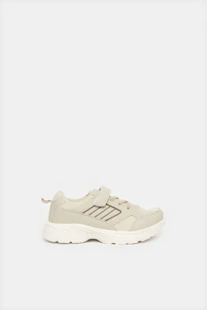 Senior Boys Beige Colour Block Sneakers