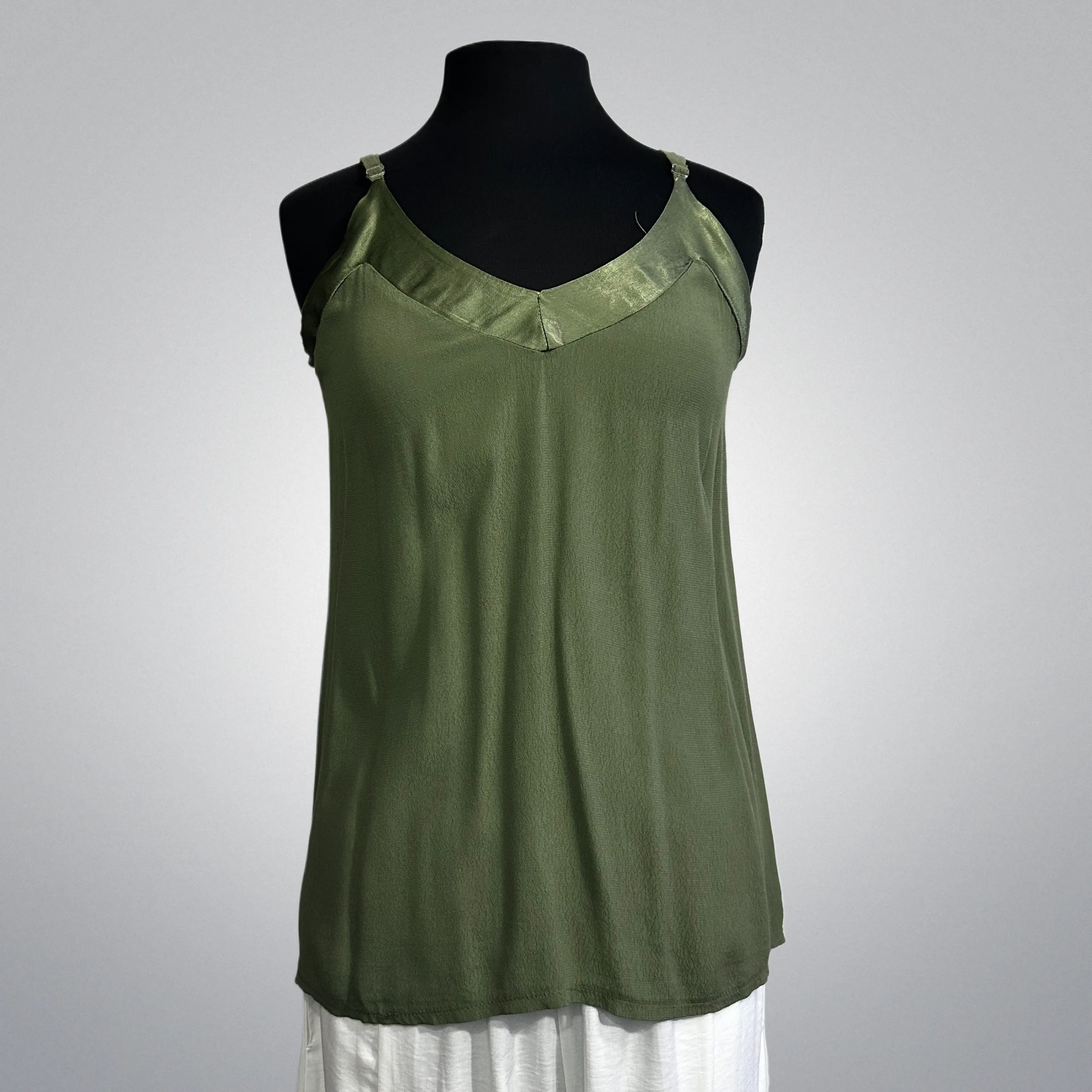 Sleeveless Top With Satin V-Neck