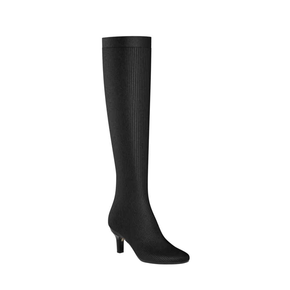 The Joanna Knee High Boot - Coal Knit 3 Stiletto