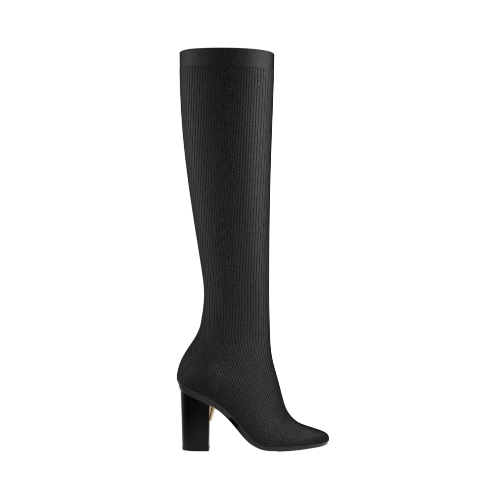 The Joanna Knee High Boot - Coal Knit 4 Block