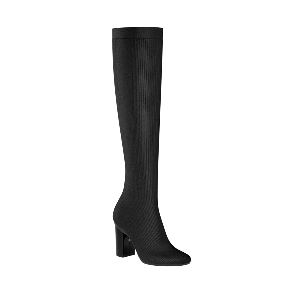 The Joanna Knee High Boot - Coal Knit 4 Block