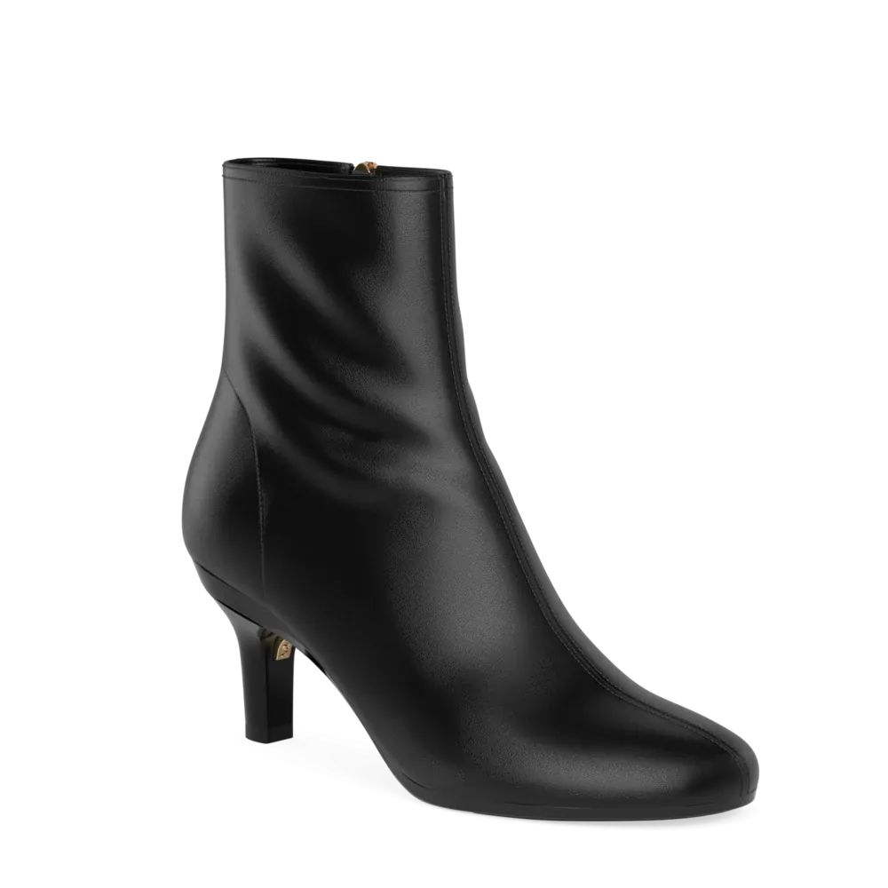 The Josie Bootie - Coal Stretch Leather 3 Stiletto