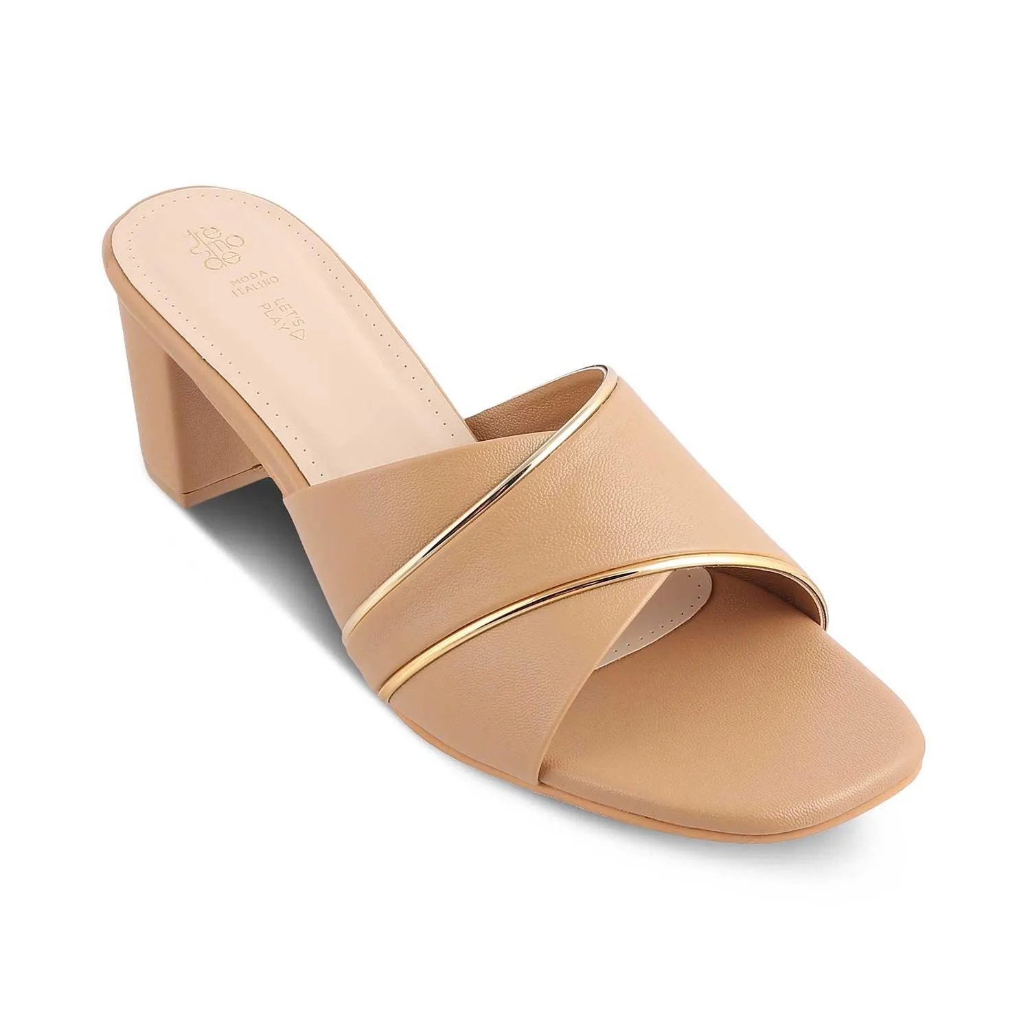 The Malua Beige Women's Dress Block Heel Sandals Tresmode