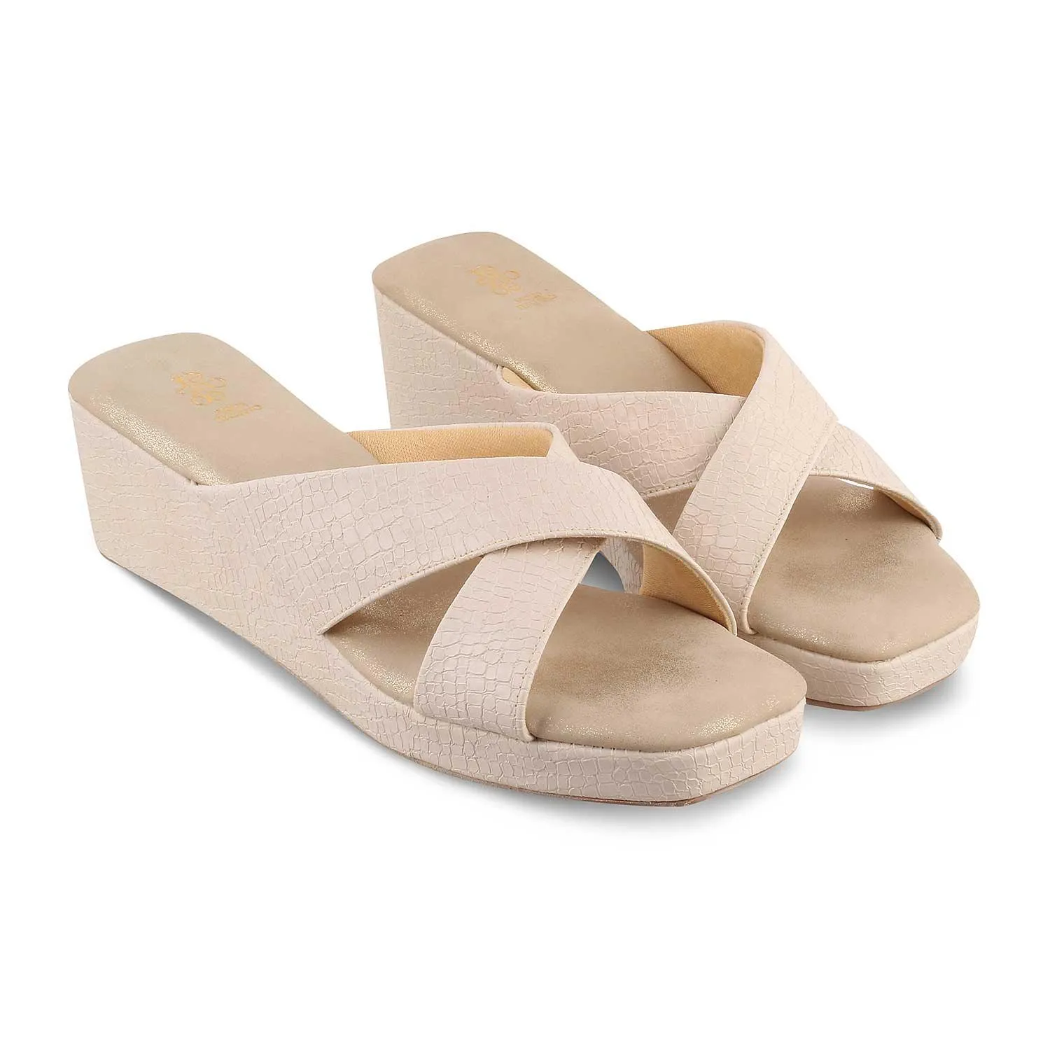 The Rew Beige Women's Dress Wedge Sandals Tresmode