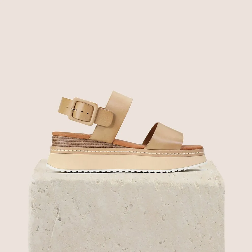 TONAL LEATHER WEDGE SANDAL