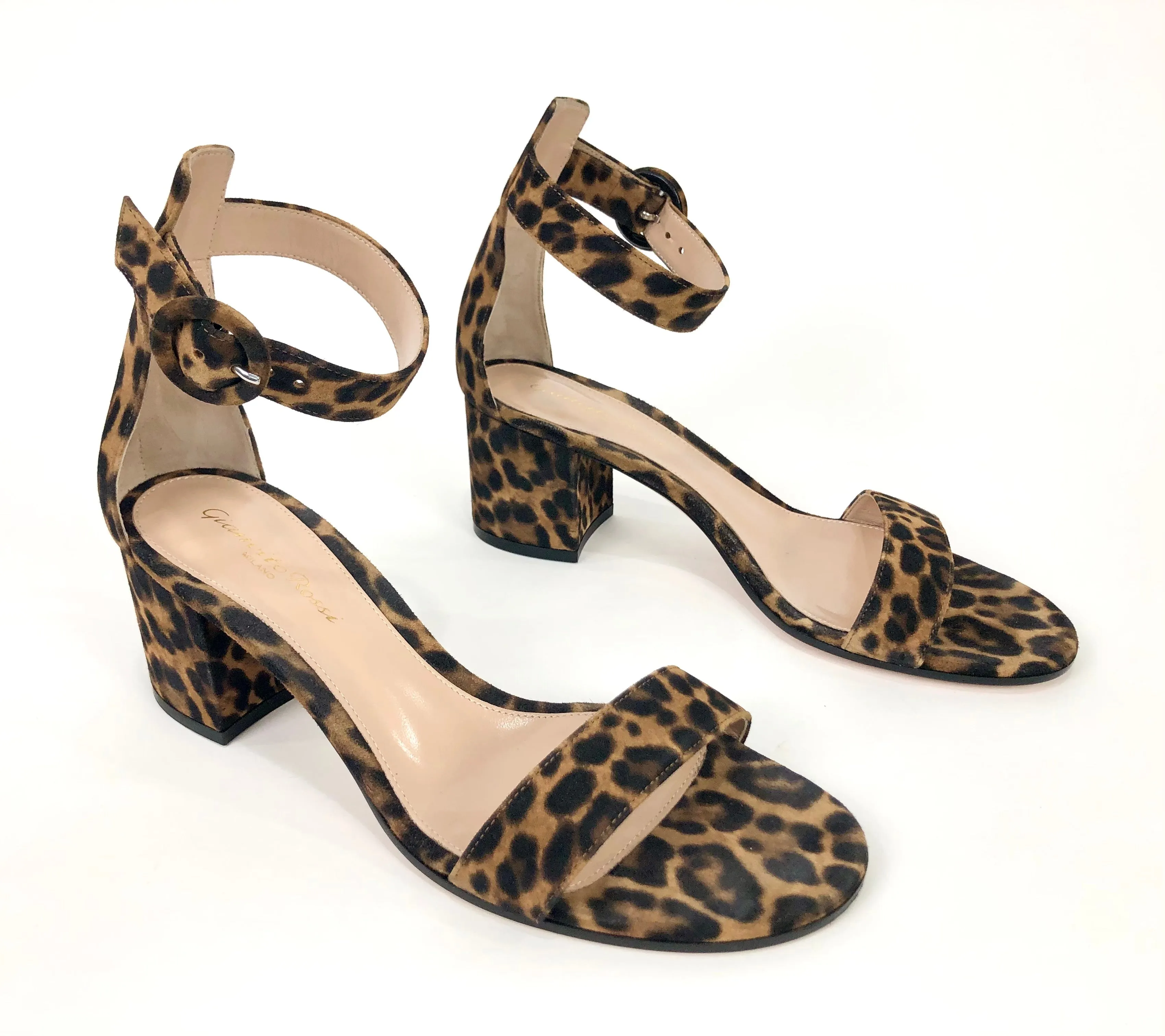 Versilia 60 Leopard Printed Suede Ankle Strap Sandal | Size 8.5