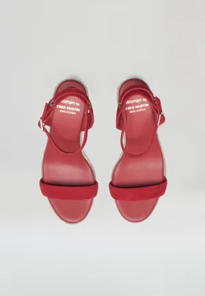 Wedge Sandals - Red Suede