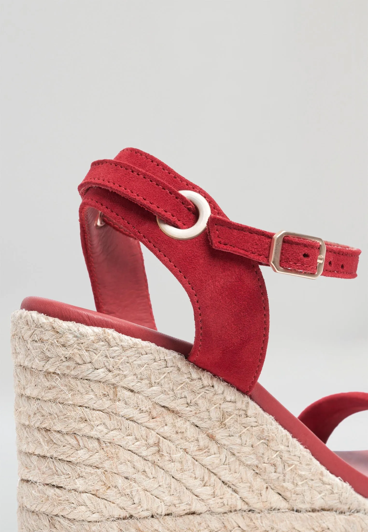 Wedge Sandals - Red Suede