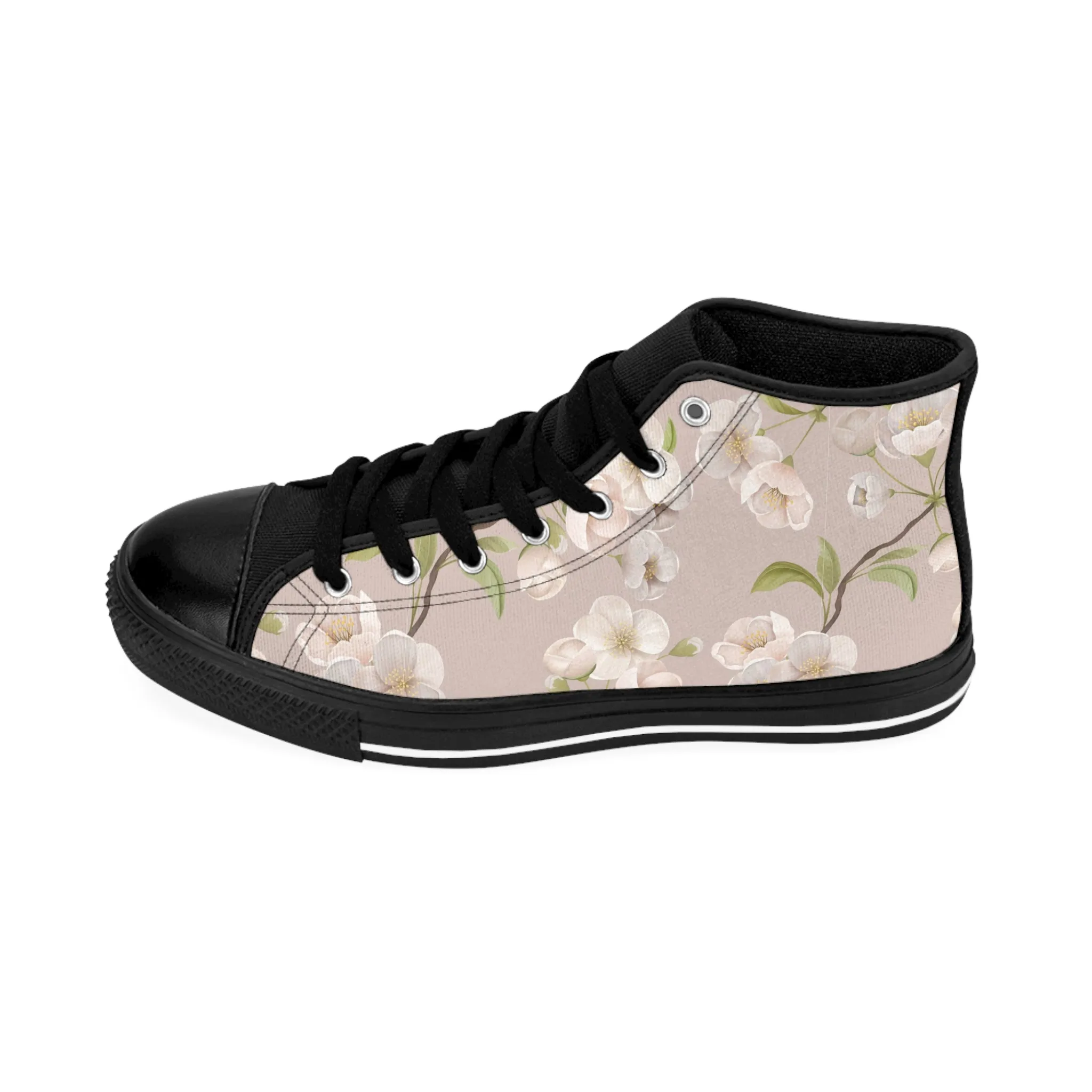 White Cherry Flower Women's Classic Sneakers