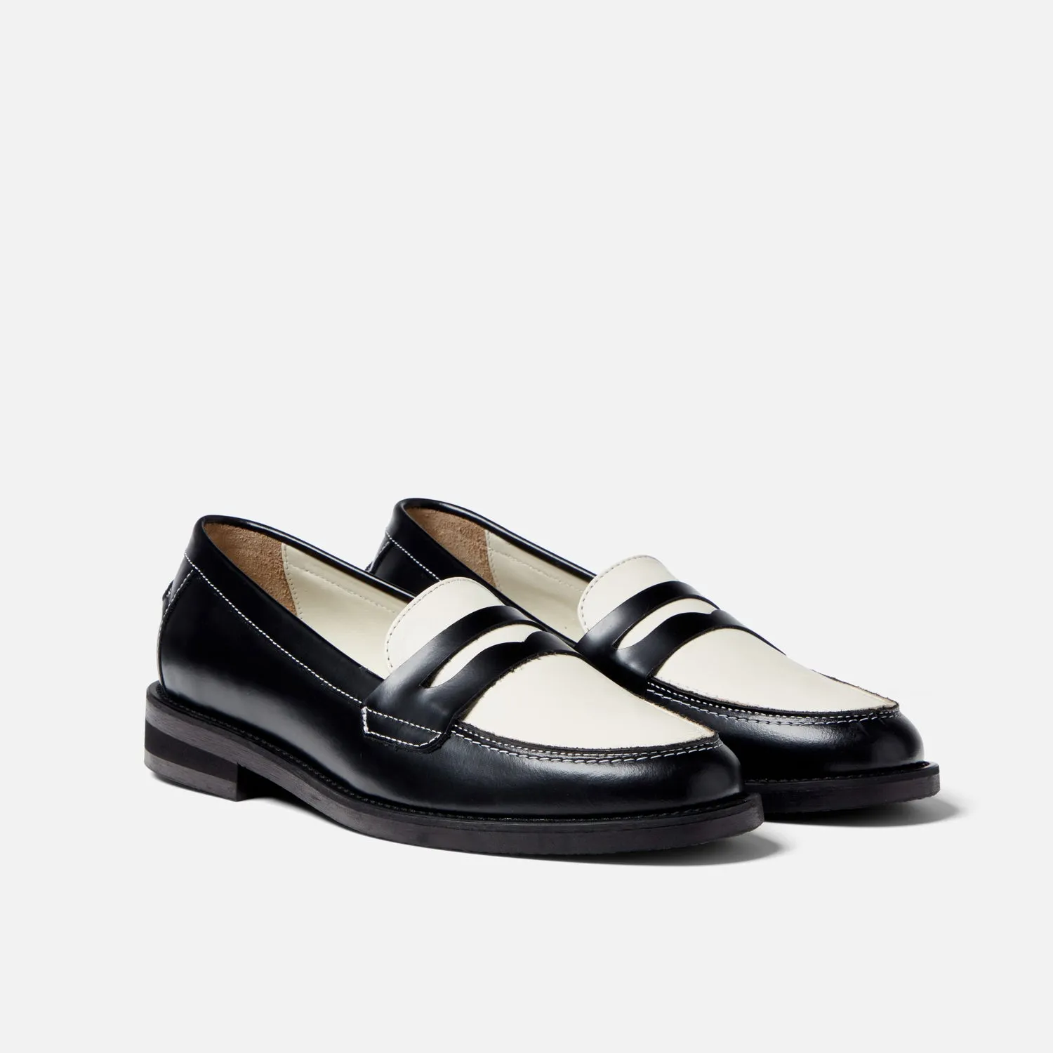 Wilde Black   White Penny Loafer - Women's