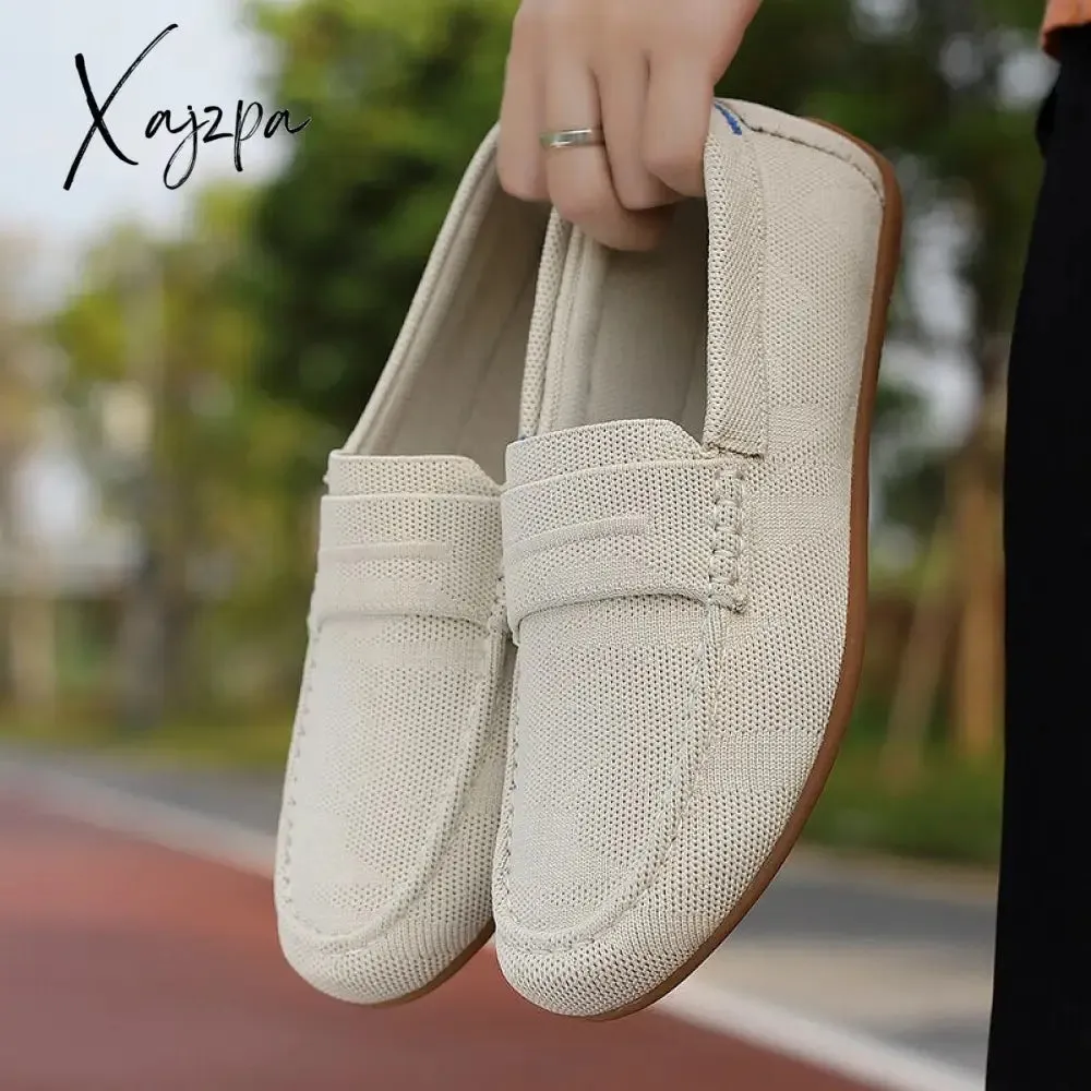 Xajzpa - Men Shoes Loafers Luxury Trendy 2023 Casual Slip on Formal Loafers Summer Men Moccasins Mesh Black Male Driving Shoes Sneakers